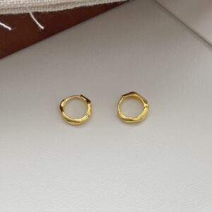 Gold diamond earrings inner diameter 11mm