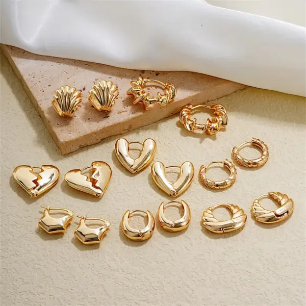 1 Pair Simple Style Geometric Plating Copper Hoop Earrings Drop Earrings