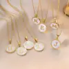 Wholesale Jewelry Simple Style Round Letter Titanium Steel Shell 18K Gold Plated Plating Necklace