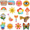 Wholesale Cartoon Bus Car Art Style Embroidery Cloth Sticker Bag Decoration Computer Embroidery Label Rainbow Patch Sticker Flower