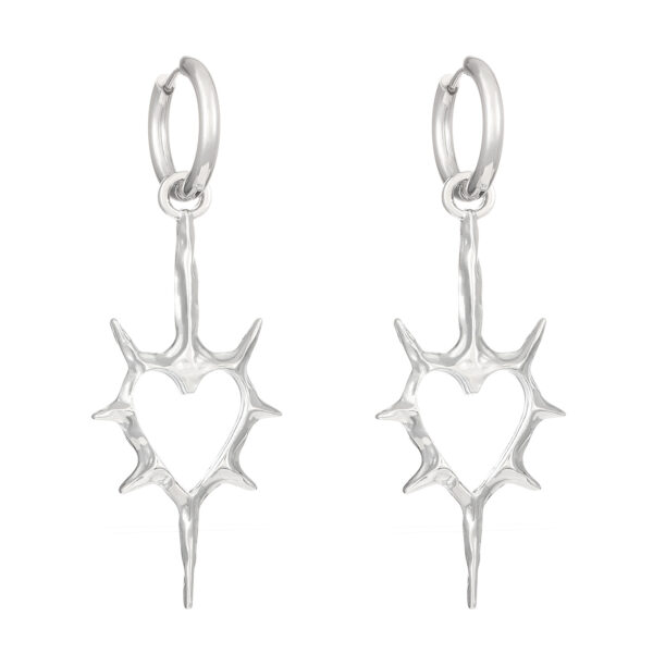 oly-6615f06178ff2b380f3d1fced49162cb Wholesale Cross-border Amazon Trendy Niche Design Hollow-out Thorns Peach Heart Earrings Lovers Men's and Women's Earrings Earrings Earrings