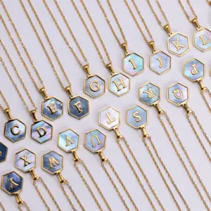 PVD Coated 18K Gold Plated Letter 304 Stainless Steel Simple Style Waterproof Non Tarnish 304 Stainless Steel Pendant Necklace