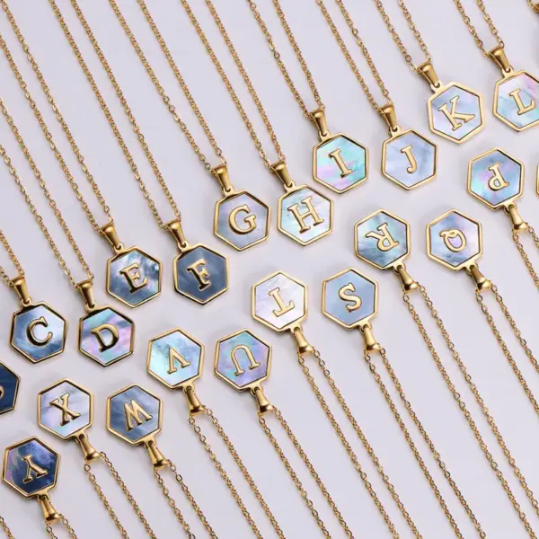 PVD Coated 18K Gold Plated Letter 304 Stainless Steel Simple Style Waterproof Non Tarnish 304 Stainless Steel Pendant Necklace