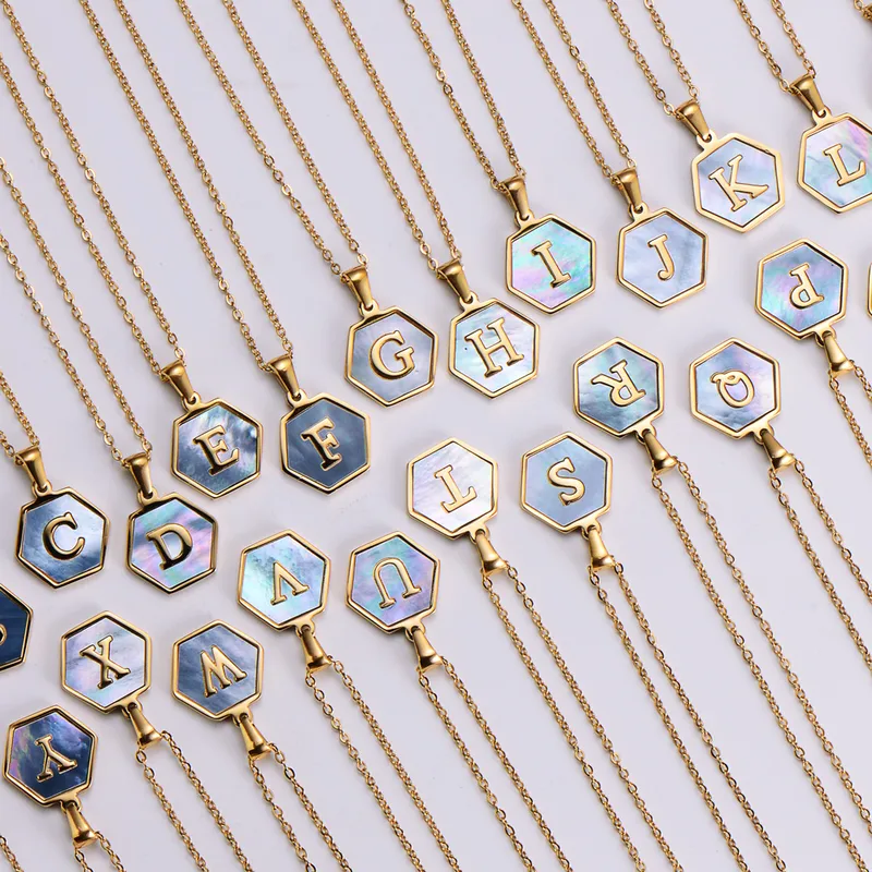 Wholesale PVD Coated 18K Gold Plated Letter 304 Stainless Steel Simple Style Waterproof Non Tarnish 304 Stainless Steel Pendant Necklace