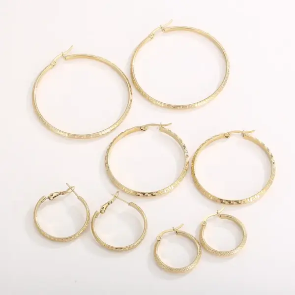 Wholesale 304 Stainless Steel Solid Color PVD Coated 18K Real Gold Plated Casual Simple Style Waterproof Non Tarnish Plating Hoop Earrings
