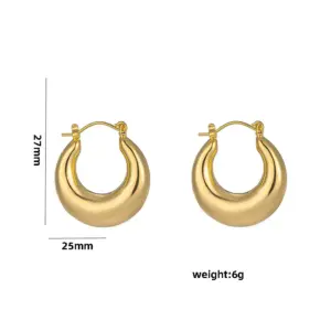 Wholesale PVD Coated Real Gold Plated C Shape Geometric Stainless Steel Casual Elegant Waterproof Non Tarnish Ear Studs