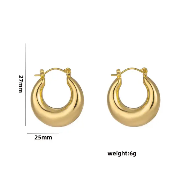 Wholesale PVD Coated Real Gold Plated C Shape Geometric Stainless Steel Casual Elegant Waterproof Non Tarnish Ear Studs