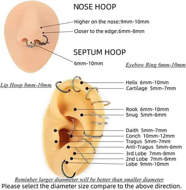 1 Piece 316L Stainless Steel Nose Rings & Studs Round Waterproof Non Tarnish Surgical Steel Nose Ring