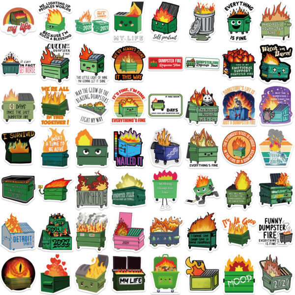 Wholesale cartoon dustbin fire series stickers DIY stickers