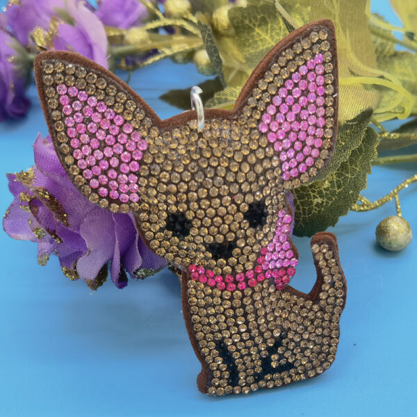 oly-662607acb1fb1a1ca79a67686fa11a5d Wholesale 4pcs Creative Velvet Diamond-encrusted Cartoon Desert Fox Key Chain