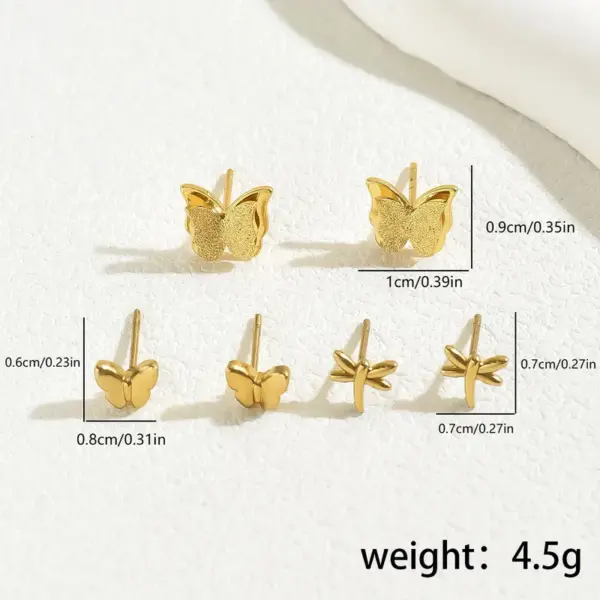 1 Set Simple Style Commute Butterfly 201 Stainless Steel 18K Gold Plated Ear Studs