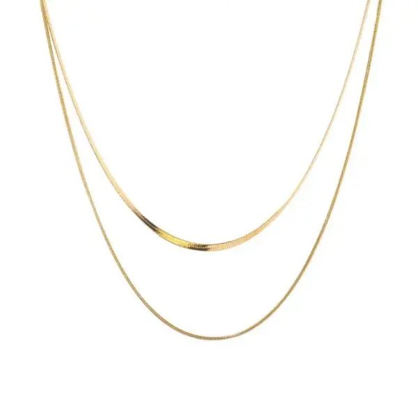 Simple Style Solid Color Titanium Steel Plating Gold Plated Layered Necklaces