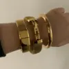 Wholesale PVD Coated Real Gold Plated 16K White Plating Solid Color 304 Stainless Steel Modern Style Waterproof Non Tarnish Bangle