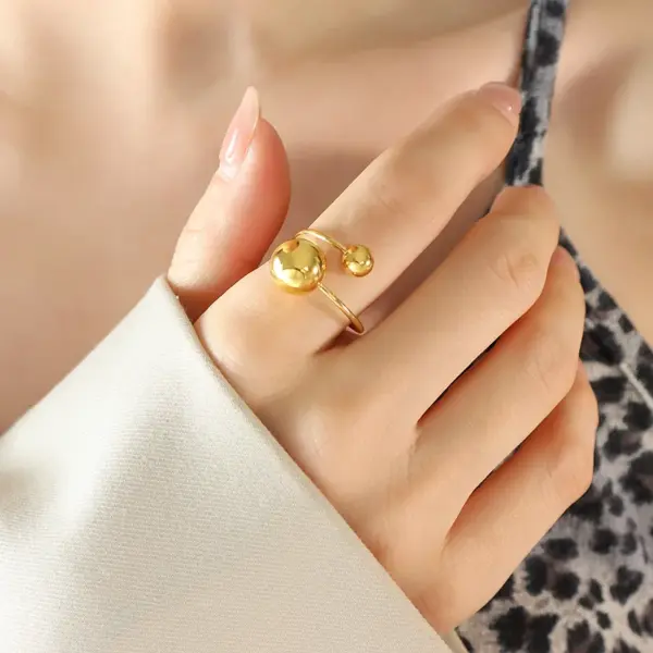 Wholesale Jewelry Simple Style Round Solid Color Titanium Steel 18K Gold Plated Open Rings