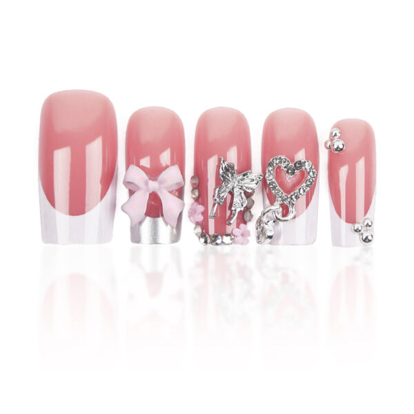 Wholesale Cross-border Europe and the United States nail patch wear a skin metal French manicure removable fake nails