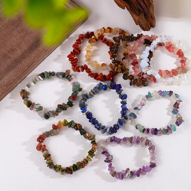 Wholesale Natural Crystal Rock Stripe Beads DIY Bracelet Jewelry Accessories Irregular Wave Pattern Ethnic Style Unisex Hand Chain