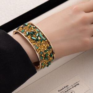 L285 -1 green cross-border gravel rhinestone bracelet