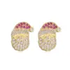 Wholesale 1 Pair Christmas Cute Cartoon Christmas Socks Plating Inlay Copper Zircon Ear Studs