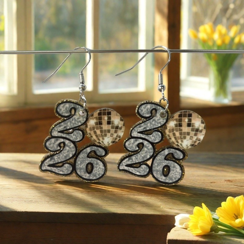 Wholesale Acrylic earrings with lettering, vintage style.
