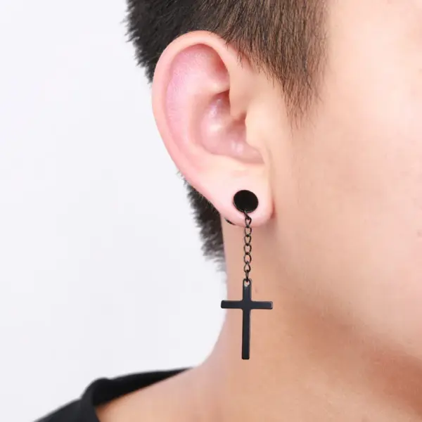 Wholesale Fashion Cross Stainless Steel Drop Earrings Plating Stainless Steel Earrings 1 Piece