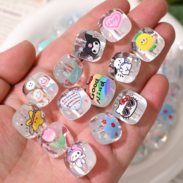 Wholesale 10pcs/pack Cartoon Cat Print Beads diyOLY Exclusive