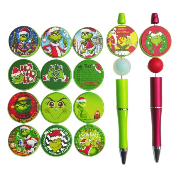 Wholesale Silicone printed round Christmas glowing beads