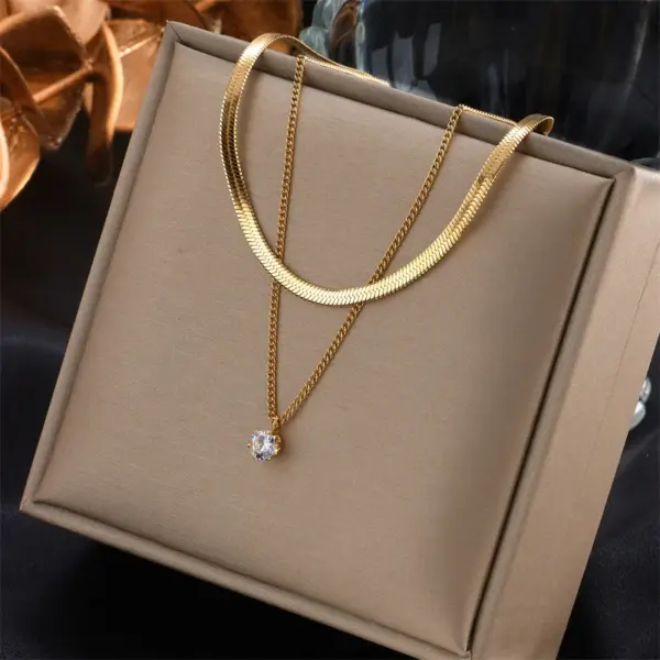 Wholesale PVD Coated 18K Gold Plated 304 Stainless Steel French Style Waterproof Non Tarnish 304 Stainless Steel Necklace