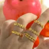 Wholesale Luxury Niche Design 18K Gold Plated Stainless Steel Shell Heart Open Ring Casual Everyday Date Selfie Festive Gold Color Women's