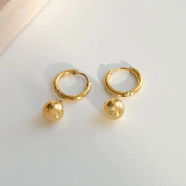 Wholesale 1 Pair Elegant Lady Ball Plating Titanium Steel Drop Earrings