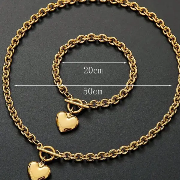 Wholesale Jewelry Casual Hip-Hop Simple Style Heart Shape Titanium Steel Bracelets Necklace