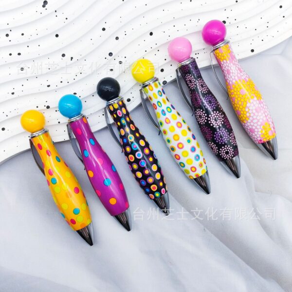 Wholesale Multicolor Bowling Ballpoint Pen Cute Spot Print Flower Film Chubby Pen