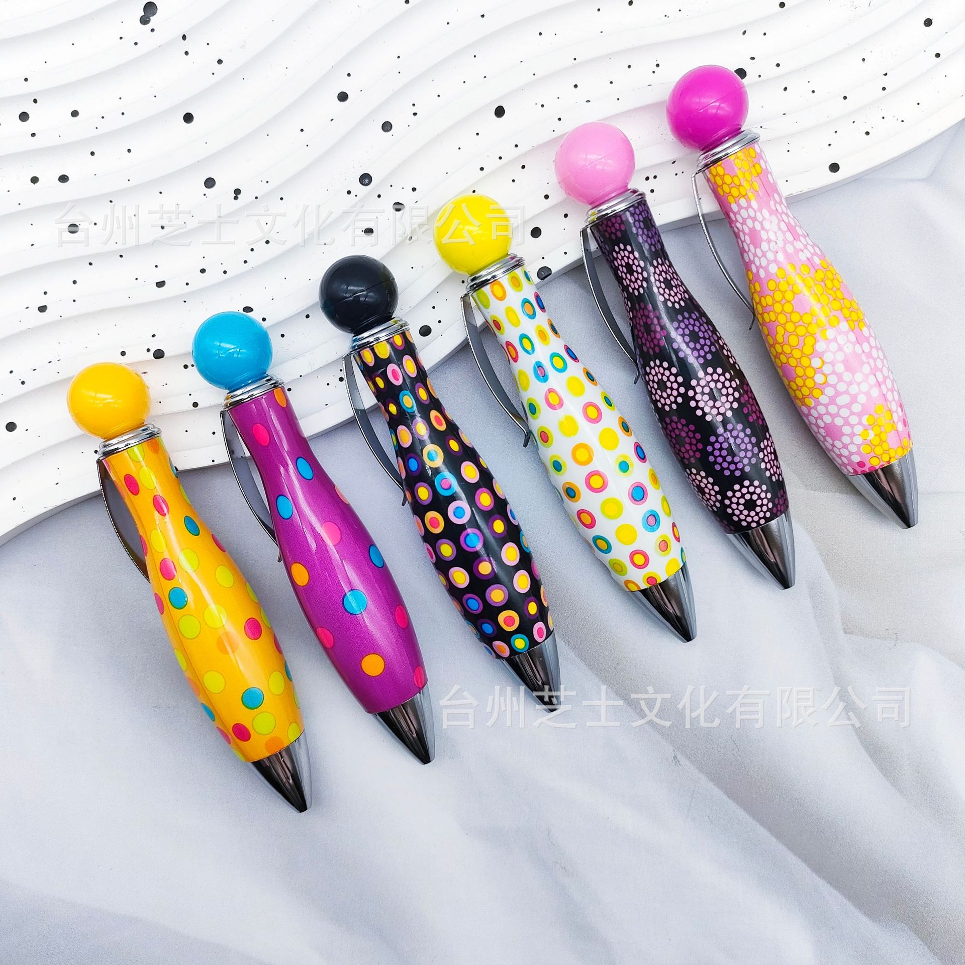 Wholesale Multicolor Bowling Ballint Pen Cute St Print Flower Film Chubby Pen
