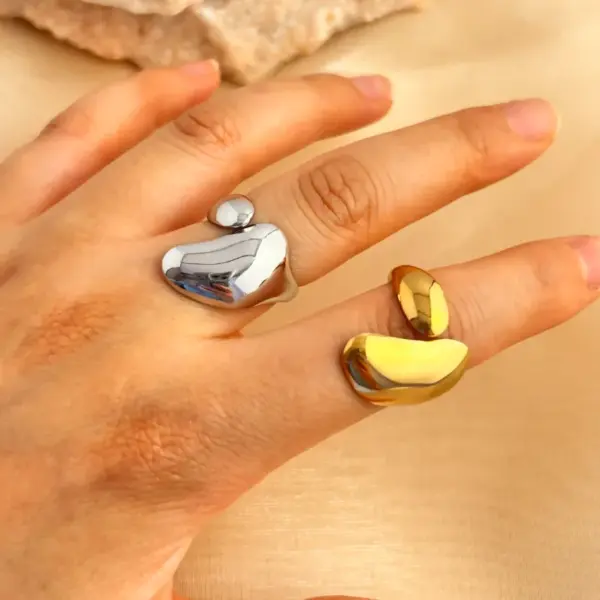 PVD Coated Real Gold Plated 18K Gold Geometric 201 Stainless Steel Casual Retro Simple Style Waterproof Non Tarnish Open Rings