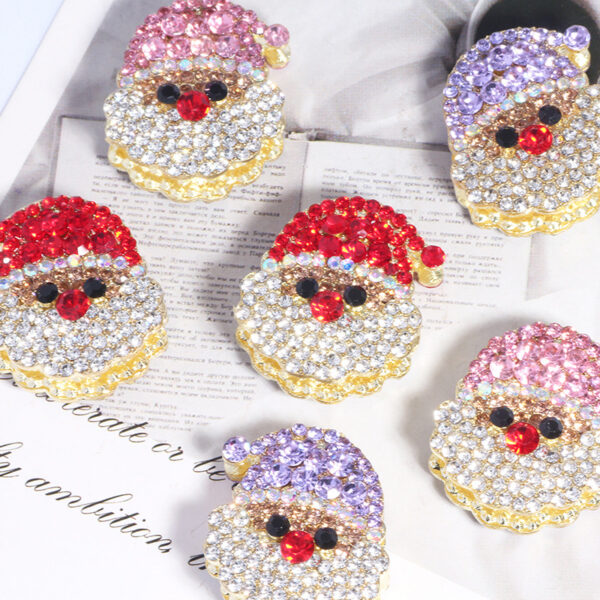 Wholesale Cute alloy Santa Claus, fully rhinestone-encrusted, straight-hole beads for DIY Mobile Phone/KeyChain/Bag Chain Accessories