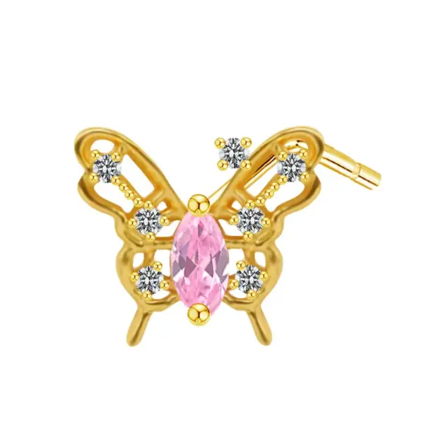 Sexy Cross Heart Shape Butterfly Stainless Steel Titanium Copper Plating Inlay Zircon White Gold Plated Gold Plated Nose Studs Nose Pin