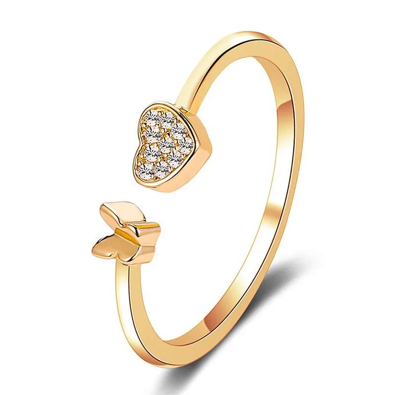 Wholesale Copper Plating Heart Artificial Gemstones Copper Rings