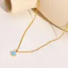 Wholesale Elegant Round Titanium Steel Plating Opal Stone Pendant Necklace