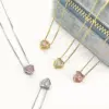 Wholesale Copper 18K Gold Plated Imitation Gold Gold Plated Inlay Heart Shape Zircon Copper Necklaces