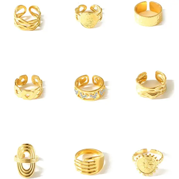 Wholesale Jewelry Vacation Simple Style Solid Color 304 Stainless Steel Plating Open Rings