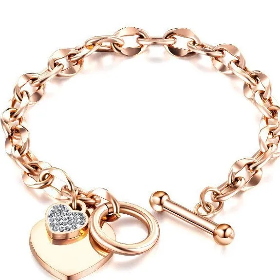 Wholesale Round Heart Shape 304 Stainless Steel Elegant 304 Stainless Steel Bangle