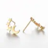 Wholesale PVD Coated 18K Gold Real Gold Plated Star Moon 304 Stainless Steel Simple Style Waterproof Non Tarnish Ear Studs