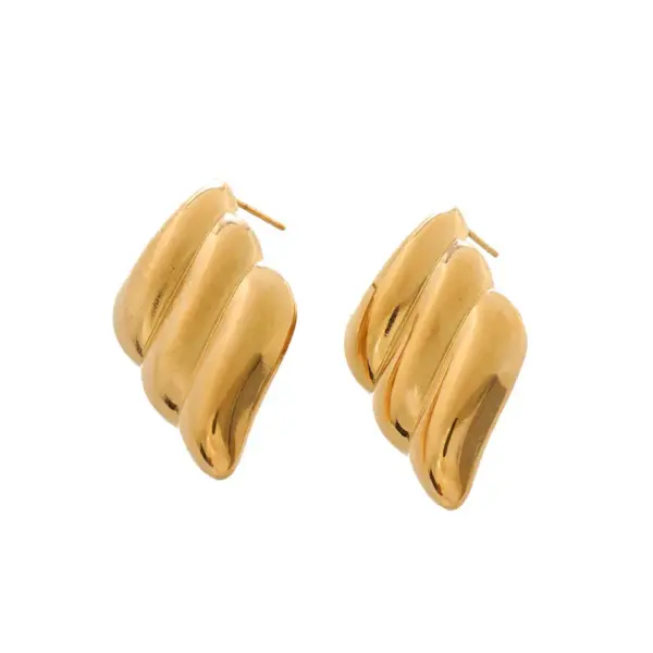 Wholesale 1 Pair Casual Simple Style Wings Spiral Shell Titanium Steel 18K Gold Plated Ear Studs