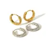 Wholesale PVD Coated Real Gold Plated 18K Gold Round 304 Stainless Steel Simple Style Waterproof Non Tarnish Earrings