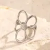 Wholesale Ion Plating (IP) 18K Gold Plated Flower 304 Stainless Steel Elegant Glam Hip-Hop Waterproof Non Tarnish Open Rings