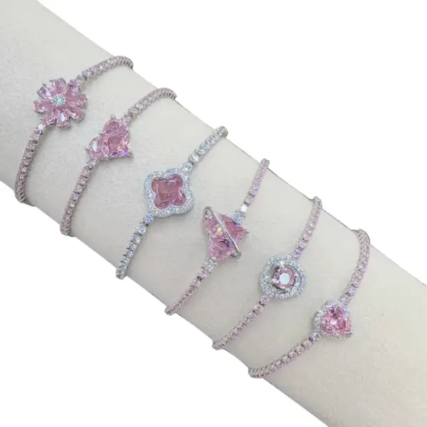 Wholesale Sweet Heart Shape Flower Butterfly Copper Inlay Zircon Bracelets
