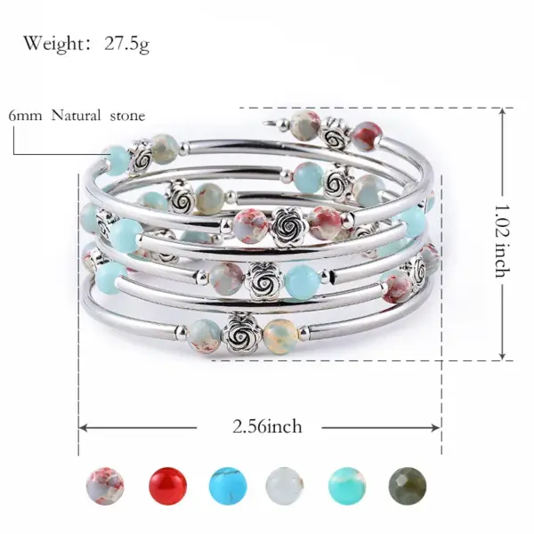 Wholesale Fashion Flower Natural Stone Beaded Layered Bracelets