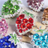 Wholesale DIY colorful grape-shaped keychain with full rhinestones and straight holes for easy stringing.