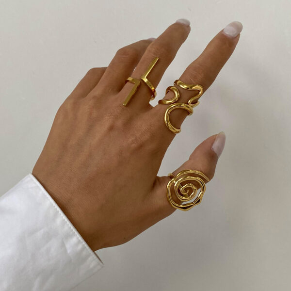 Wholesale Wanxing European and American Style Stainless Steel Ring Women's Niche High-grade Light Luxury Irregular Simple Open Titanium Steel Ring Cross-border