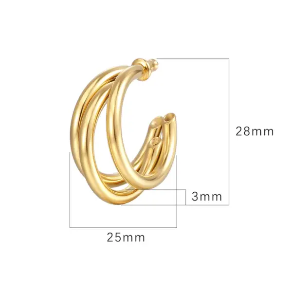 Wholesale PVD Coated 18K Gold Real Gold Plated Geometric 304 Stainless Steel Fashion Waterproof Non Tarnish Ear Studs