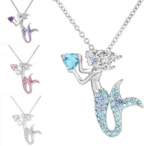 Wholesale Cross-border explosions jewelry wholesale European and American fashion mermaid love necklace female cartoon niche design pendant jewelry